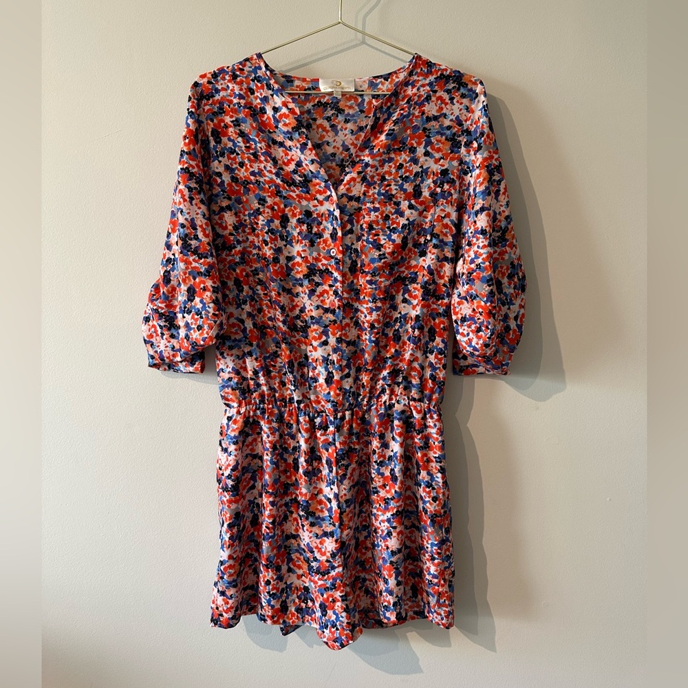 Collective Concepts Orange Floral Romper size Large